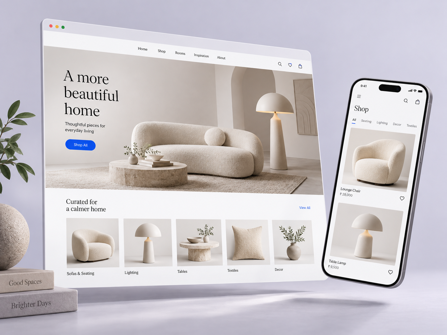 Illustrative ecommerce website and mobile app design